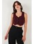 Slim Fit Kalp Yaka Düğmeli Kalın Askılı Crop Yelek Bayan Yelek 5865497 3