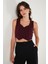 Slim Fit Kalp Yaka Düğmeli Kalın Askılı Crop Yelek Bayan Yelek 5865497 4