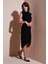 Drape ve Yırtmaç Detaylı Sıfır Yaka Kolsuz Midi Boy Elbise Bayan Elbise 611EL694 1