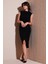 Drape ve Yırtmaç Detaylı Sıfır Yaka Kolsuz Midi Boy Elbise Bayan Elbise 611EL694 2