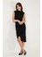 Drape ve Yırtmaç Detaylı Sıfır Yaka Kolsuz Midi Boy Elbise Bayan Elbise 611EL694 6