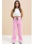 Pembe Fiyonk Baskılı Geniş Paça Kız Çocuk Şardonlu Eşofman Altı 23425 1