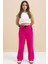 Fuşya Fiyonk Baskılı Geniş Paça Kız Çocuk Şardonlu Eşofman Altı 23429 1