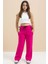 Fuşya Fiyonk Baskılı Geniş Paça Kız Çocuk Şardonlu Eşofman Altı 23429 3