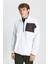 Erkek Beyaz Oversize Bol Kesim Dik Bato Yaka Cep Detaylı Fermuarlı Soğuk Geçirmez Polar Sweatshirt 1