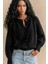 Siyah Bisiklet Yaka Selanik Örgü Düğmeli Kadın Hırka MG2487 1