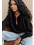 Siyah Bisiklet Yaka Selanik Örgü Düğmeli Kadın Hırka MG2487 3