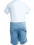 Erkek Çocuk İkili Takım – Baskılı Beyaz T-Shirt ve Gri Şort %100 Pamuk 3