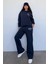 Lacivert Kapüşonlu Baskılı Kadın Eşofman Takımı MG2524 3