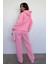 Pembe Kapüşonlu Baskılı Kadın Eşofman Takımı MG2524 2