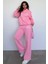 Pembe Kapüşonlu Baskılı Kadın Eşofman Takımı MG2524 3