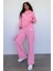 Pembe Kapüşonlu Baskılı Kadın Eşofman Takımı MG2524 4
