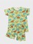 Erkek Çocuk %100 Pamuklu Yeşil Dinozor Desenli Kısa Kollu Şortlu Yazlık Pijama Takımı 2