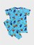 Erkek Çocuk %100 Pamuklu Mavi Yelken Balık Desenli Kısa Kollu Altı Uzun Yazlık Pijama Takımı 1