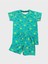 Erkek Çocuk %100 Pamuklu Yeşil Ayıcık Desenli Kısa Kollu Şortlu Yazlık Pijama Takımı 1