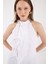 Beyaz Ön Bağlama Detaylı Halter Yaka Bluz 8094A 2