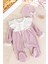 Fiyonklu Kadife Kışlık Kız Bebek Tulum Set 1