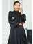 Pilise ve Taşlı Broş Detaylı Yoyo Ipek Tesettür Abiye Elbise Siyah 1244 2
