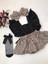 Kız Bebek Leopar Desen Fırfırlı Salopet Bandana File Çorap 3'lü Set 1