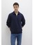 Erkek Lacivert M0S10414-86415 Yarım Fermuarlı Sweatshirt 4