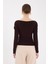 Kahve Kayık Yaka Kol Büzgülü Bluz 2433 5