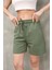 Osy Modal Yumuşak Dokulu Kumaş Kadın Kısa Şort - Haki 2