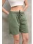 Osy Modal Yumuşak Dokulu Kumaş Kadın Kısa Şort - Haki 3