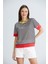 Etek ve Kol Bantlı Tshirt Nar 3