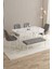 Mazaka Beyaz Mermer 80X132 Açılabilir Mdf Masa Yemek Odası Takımı, Mutfak Takımı 4 Sandalye 1 Bench 1