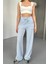 Stria Kadın Çizgili Lastikli Bol Paça Mavi Pantolon – Yazlık Rahat Stil ve Günlük Şıklık 4