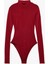 Viskon Kumaş Slim Fit Uzun Kollu Dik Yaka Bodysuit 1