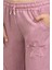 Pembe Yıldız Nakışlı Geniş Paça Rahat Kumaş Kız Çocuk Pantolon 21148 2