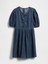 Kız Çocuk Mavi Denim Puff-Sleeve Elbise 4