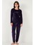 Standart Fit Bisiklet Yaka Yumuşak Kadife Pijama Takımı Bayan Pijama Takımı 6094201 2