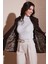 Standart Fit Mono Yaka Desenli Astar Detaylı Blazer Ceket Bayan Ceket 6524003 2