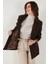 Standart Fit Mono Yaka Desenli Astar Detaylı Blazer Ceket Bayan Ceket 6524003 3