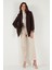 Standart Fit Mono Yaka Desenli Astar Detaylı Blazer Ceket Bayan Ceket 6524003 4