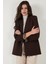 Standart Fit Mono Yaka Desenli Astar Detaylı Blazer Ceket Bayan Ceket 6524003 5