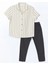 Lcw Kids Bej Resort Yaka Çizgili Erkek Çocuk Gömlek ve Pantolon 2'li 1