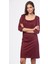 Kadın Bordo Yaka Detaylı Elbise 15L4166 1