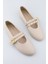 Bej Krem Renk Zımbalı Çift Tokalı Kadın Babet | Günlük Rahat Düz Taban Mary Jane Ayakkabı Moda 2