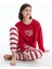 Lcw Dream Kırmızı Bisiklet Yaka Baskılı Kadın Pijama Takımı 1