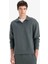 Boxy Fit Skuba Dalgıç Kumaş Petrol Erkek Sweatshirt E9363AX/GN498 4