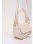 Krem SHK198 Suni Deri ,tek Bölmeli, Çıtçıtlı Ayarlanabilir Askılı El, Kol ve Omuz Çantası 5