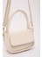 Krem SHK198 Suni Deri ,tek Bölmeli, Çıtçıtlı Ayarlanabilir Askılı El, Kol ve Omuz Çantası 7