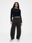 Kadın Siyah Mid Rise Twill Barrel Pantolon 4