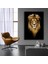 Aslan Portresi Kanvas Duvar Sanatı; Siyah Fon Aslan Tablosu; Siyah-Sarı Kanvas Baskı; Erkek Aslan Od 3