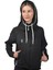 Siyah Kadın Crop Sweatshirt Fermuarlı Sırt Dekolteli Kapüşonlu Eşofman Üstü 6