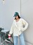 CKT0002 Kadın Ekru Blazer Kruvaze Düğmeli Oversize Triko Ceket 4