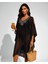 Meralda Ihtal Yaka Işlemeli Standart Beden Şifon Kimono 1